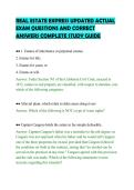 REAL ESTATE EXPRESS UPDATED ACTUAL &NewLine;EXAM QUESTIONS AND CORRECT &NewLine;ANSWERS COMPLETE STUDY GUIDE