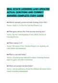 REAL ESTATE LICENSING LAWS UPDATED &NewLine;ACTUAL QUESTIONS AND CORRECT &NewLine;ANSWERS COMPLETE STUDY GUIDE 