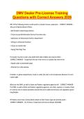 DMV Dealer Pre-License Training &NewLine;Questions with Correct Answers 2026 