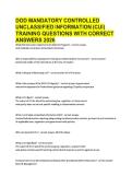 DOD MANDATORY CONTROLLED &NewLine;UNCLASSIFIED INFORMATION &lpar;CUI&rpar; &NewLine;TRAINING QUESTIONS WITH CORRECT &NewLine;ANSWERS 2026 