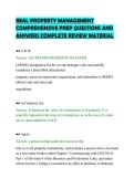 REAL PROPERTY MANAGEMENT &NewLine;COMPREHENSIVE PREP QUESTIONS AND &NewLine;ANSWERS COMPLETE REVIEW MATERIAL 