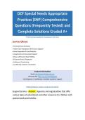 DCF Special Needs Appropriate Practices &lpar;SNP&rpar; Comprehensive Questions &lpar;Frequently Tested&rpar; and Complete Solutions Graded A&plus;