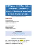&lpar;SNP&rpar; Special Needs Plans &lpar;Anthem Assessment&rpar; Comprehensive Questions &lpar;Frequently Tested&rpar; and Complete Solutions Graded A&plus;