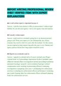 REPORT WRITING PROFESSIONAL REVIEW &NewLine;SHEET VERIFIED ITEMS WITH EXPERT &NewLine;EXPLANATIONS 