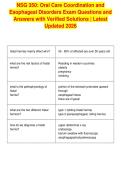 NSG 350&colon; Oral Care Coordination and&NewLine;Esophageal Disorders Exam Questions and&NewLine;Answers with Verified Solutions &vert; Latest&NewLine;Updated 2026