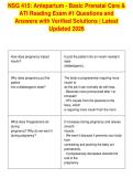 NSG 415&colon; Antepartum - Basic Prenatal Care &&NewLine;ATI Reading Exam &num;1 Questions and&NewLine;Answers with Verified Solutions &vert; Latest&NewLine;Updated 2026