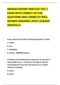 INDIANA NOTARY PRACTICE TEST 1 &NewLine;EXAM WITH CORRECT ACTUAL &NewLine;QUESTIONS AND CORRECTLY WELL &NewLine;DEFINED ANSWERS LATEST ALREADY &NewLine;GRADED A&plus; 