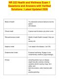 NR 222 Health and Wellness Exam 1&NewLine;Questions and Answers with Verified&NewLine;Solutions &vert; Latest Updated 2026