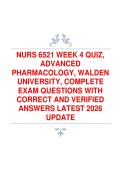 NURS 6521 &ndash; Week 4 Advanced Pharmacology Quiz Study Guide&comma; Walden University Latest Update &lpar;2026&rpar;