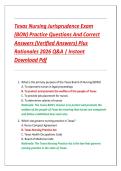 Texas Nursing Jurisprudence Exam &lpar;BON&rpar; Practice Questions And Correct Answers &lpar;Verified Answers&rpar; Plus Rationales 2026 Q&A Instant Download Pdf&NewLine;