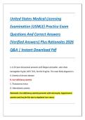 United States Medical Licensing Examination &lpar;USMLE&rpar; Practice Exam Questions And Correct Answers &lpar;Verified Answers&rpar; Plus Rationales 2026 Q&A Instant Download Pdf&NewLine;
