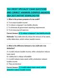 Tax Credit Specialist Exam Questions and Correct Answers