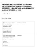 UNE PATHOPHYSIOLOGY MIDTERM EXAM WITH CORRECT ACTUAL QUESTIONS AND CORRECTLY WELL DEFINED ANSWERS LATEST ALREADY GRADED A&plus; 2026