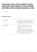 TBS PHASE 3 EXAM WITH CORRECT ACTUAL QUESTIONS AND CORRECTLY WELL DEFINED ANSWERS LATEST ALREADY GRADED A&plus; 2026