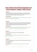 Texas Teachers Sped 186 Test Questions and Correct Answers &vert; Update &vert; 100&percnt; Correct&period;