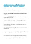 Medical Terminology Midterm Exam 2026&sol;2027 with Complete Solutions &ndash; Comprehensive Medical Terminology Study Guide