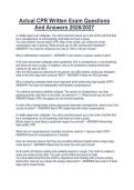 Actual CPR Written Exam Questions&NewLine;And Answers 2026&sol;2027