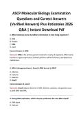 ASCP Molecular Biology Examination Questions and Correct Answers &lpar;Verified Answers&rpar; Plus Rationales 2026 Q&A &vert; Instant Download Pdf