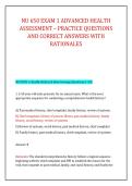 NU 650 EXAM 1 ADVANCED HEALTH &NewLine;ASSESSMENT &ndash; PRACTICE QUESTIONS &NewLine;AND CORRECT ANSWERS WITH &NewLine;RATIONALES 