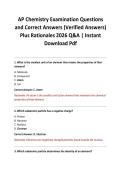 AP Chemistry Examination Questions and Correct Answers &lpar;Verified Answers&rpar; Plus Rationales 2026 Q&A &vert; Instant Download Pdf