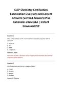 CLEP Chemistry Certification Examination Questions and Correct Answers &lpar;Verified Answers&rpar; Plus Rationales 2026 Q&A &vert; Instant Download Pdf