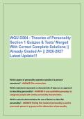 WGU D564 EXAM &lpar;THEORIES OF &NewLine;PERSONALITY&rpar; EXAM PRACTICE QUESTIONS &NewLine;MERGED WITH CORRECT COMPLETE &NewLine;SOLUTIONS &vert;&vert; ALREADY GRADED A&plus; &vert;&vert; 2026-&NewLine;2027 LATEST UPDATE&excl;&excl;&excl;