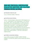 SNHD EMT PROTOCOLS CERTIFICATION &NewLine;EVALUATION QUESTIONS AND SOLUTIONS &NewLine;PREMIUM REVIEW MATERIAL 
