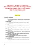 VETERINARY TECHNICIAN NATIONAL &NewLine;EXAMINATION &lpar;VTNE&rpar; COMPLETE QUESTIONS &NewLine;AND DETAILED SOLUTIONS LATEST UPDATE &NewLine;THIS YEAR JUST RELEASED 
