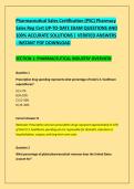 Pharmaceutical Sales Certification &lpar;PSC&rpar; Pharmacy &NewLine;Sales Rep Cert UP-TO-DATE EXAM QUESTIONS AND &NewLine;100&percnt; ACCURATE SOLUTIONS &vert; VERIFIED ANSWERS - INSTANT PDF DOWNLOA
