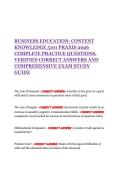BUSINESS EDUCATION&colon; CONTENT KNOWLEDGE 5101 PRAXIS 2026  COMPLETE PRACTICE QUESTIONS&comma; VERIFIED CORRECT ANSWERS AND COMPREHENSIVE EXAM STUDY GUIDE