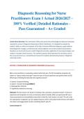 Diagnostic Reasoning for Nurse Practitioners Exam 1 Actual 2026&sol;2027 &ndash; 100&percnt; Verified &vert; Detailed Rationales &ndash; Pass Guaranteed &ndash; A&plus; Graded&NewLine;