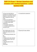 NUR 210 Exam 1 Review Questions and&NewLine;Answers with Verified Solutions &vert; Latest&NewLine;Updated 2026