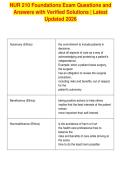 NUR 210 Foundations Exam Questions and&NewLine;Answers with Verified Solutions &vert; Latest&NewLine;Updated 2026