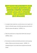 NRPP RADON MEASUREMENTS EXAM WITH ACCURATE QUESTIONS AND ANSWERS &lpar;VERIFIED ANSWERS&rpar; &vert; LATEST &lpar;2026&sol;2027&rpar; UPDATED VERSION &vert; 100&percnt; GUARANTEED PASS &lbrace;JUST RELEASED&rcub;