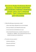 New Jersey Radon Technician Review Questions &vert; ACCURATE QUESTIONS AND ANSWERS &lpar;VERIFIED ANSWERS&rpar; &vert; LATEST &lpar;2026&sol;2027&rpar; UPDATED VERSION &vert; 100&percnt; GUARANTEED PASS &lbrace;JUST RELEASED&rcub;