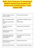 NU551 Unit 5&colon; Endocrine&comma; GI&comma; Hematology &&NewLine;Metabolic Review Exam Questions and&NewLine;Answers with Verified Solutions &vert; Latest&NewLine;Updated 2026