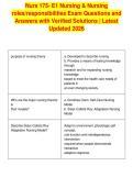 Nurs 175- E1 Nursing & Nursing&NewLine;roles&sol;responsibilities Exam Questions and&NewLine;Answers with Verified Solutions &vert; Latest&NewLine;Updated 2026