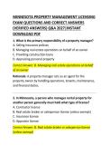 Minnesota Property Management Licensing Exam Questions and Correct Answers &vert; Comprehensive Exam Prep Guide
