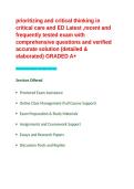 prioritizing and critical thinking in critical care and ED Latest &comma;recent and frequently tested exam with comprehensive questions and verified accurate solution &lpar;detailed & elaborated&rpar; GRADED A&plus;&period;
