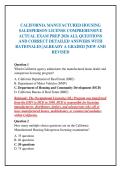 CALIFORNIA MANUFACTURED HOUSING&NewLine;SALESPERSON LICENSE COMPREHENSIVE&NewLine;ACTUAL EXAM PREP 2026 ALL QUESTIONS&NewLine;AND CORRECT DETAILED ANSWERS WITH&NewLine;RATIONALES &vert;ALREADY A GRADED &vert;NEW AND&NewLine;REVISED