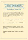 CALIFORNIA STATE CONTRACTORS LICENSE&NewLine;LAW AND BUSINESS EXAM 2026 ALL&NewLine;QUESTIONS AND CORRECT DETAILED&NewLine;ANSWERS ALREADY A GRADED WITH EXPERT&NewLine;FEEDBACK &vert;NEW AND REVISED