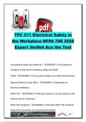 TPC 211 Electrical Safety in the Workplace &lpar;NFPA 70E&rpar; 2026 Exam Questions & Answers &vert; 150&plus; Practice Questions &vert; OSHA&comma; Arc Flash&comma; Lockout&sol;Tagout&comma; Risk Assessment & Electrical Safety &vert; Industrial Safety