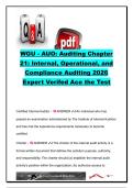 WGU AUO Auditing Chapter 21 Exam Questions & Answers &lpar;2026&rpar; &vert; 120&plus; Practice Questions &vert; Internal Auditing&comma; Operational Auditing&comma; Compliance Auditing&comma; GAGAS & Single Audit Act &vert; Western Governors University