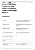 BCOT week 2 Exam &vert; Questions with Correct Answers 2026 latest update&excl;&excl; - Questions & Answers &vert; Latest Already Graded A&plus;&NewLine;&NewLine;