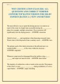 WRT CERTIFICATION EXAM 2026 ALL&NewLine;QUESTIONS AND CORRECT VERIFIED&NewLine;ANSWERS TOP RATED VERSION FOR 2026 BY&NewLine;EXPERTS &vert;RATED A&plus; &vert; NEW AND REVISED&NewLine;