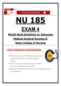 NU 185 &NewLine;EXAM 4&NewLine;NCLEX Style Questions w&sol; Rationales&NewLine;Medical-Surgical Nursing II&NewLine;Galen College of Nursing&NewLine;