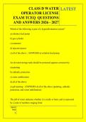 CLASS D WATER &NewLine;OPERATOR LICENSE &NewLine;EXAM TCEQ  QUESTIONS &NewLine;AND ANSWERS 2026 - 2027