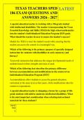 TEXAS TEACHERS SPED &NewLine;186 EXAM QUESTIONS AND &NewLine;ANSWERS 2026 - 2027