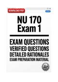 NU 170&sol;NU170 Exam 1 &vert; Maternal-Child Nursing &lpar;2026&rpar; Actual Q&A PDF &vert; Galen College