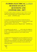FLORIDA ELECTRICAL &NewLine;BUSINESS EXAM &num;7 &NewLine;QUESTIONS AND &NewLine;ANSWERS 2026 - 2027